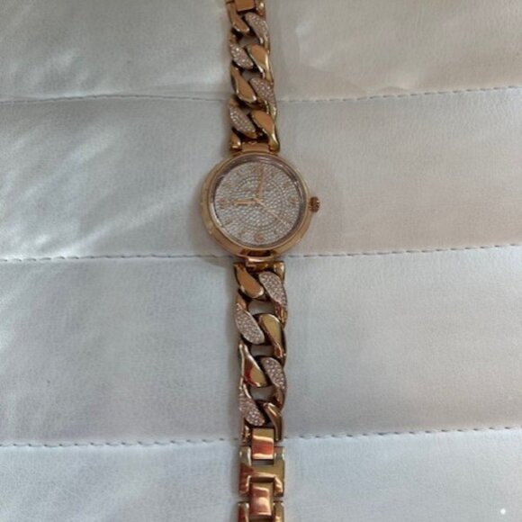 Michael Kors rose gold chain watch with crystal bezel and strap - Picture 3 of 4